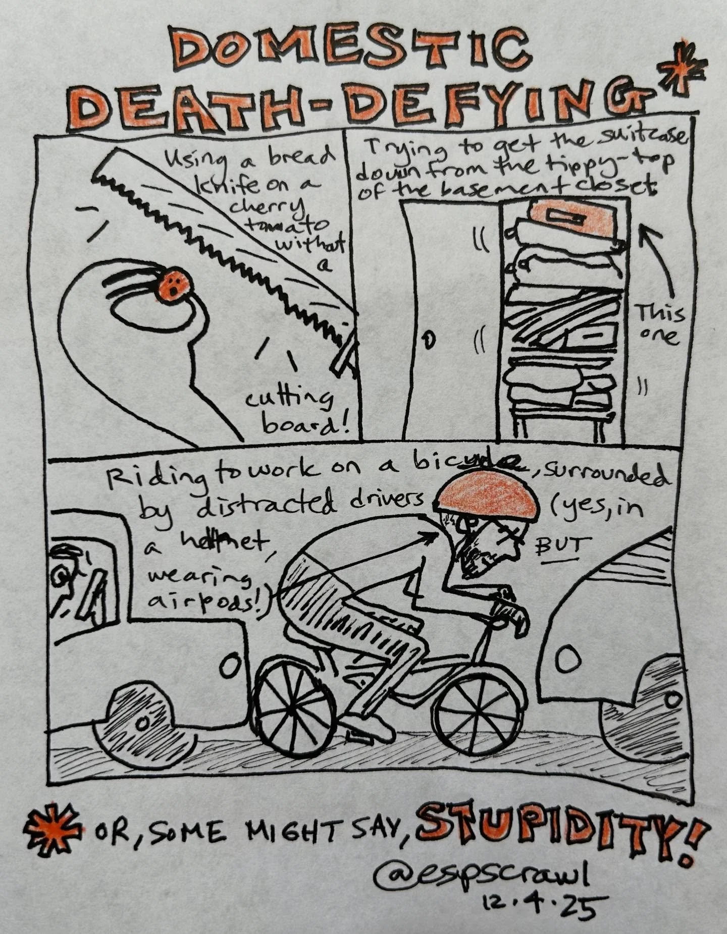 Know someone (your partner, say?!) who likes to court disaster on the daily? Please add your person&rsquo;s death-defying acts in the comments! #bike #bicycle #citybike #seriouslydude #bikingintrafficwithairpodsisjustplaindumb