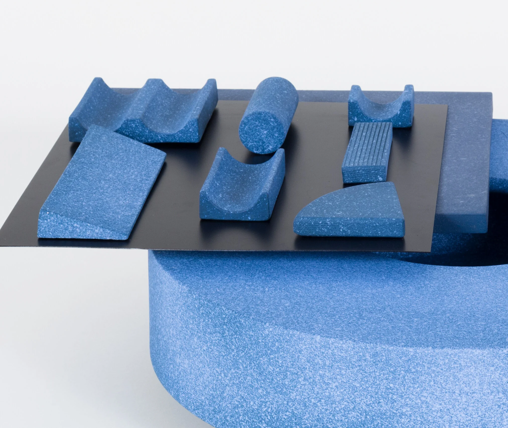 Low Works (Tray Top with Remnants)_ Detail  /// ceramic, terra sigillata and painted steel /// 6 x 19 x 17 /// 2019