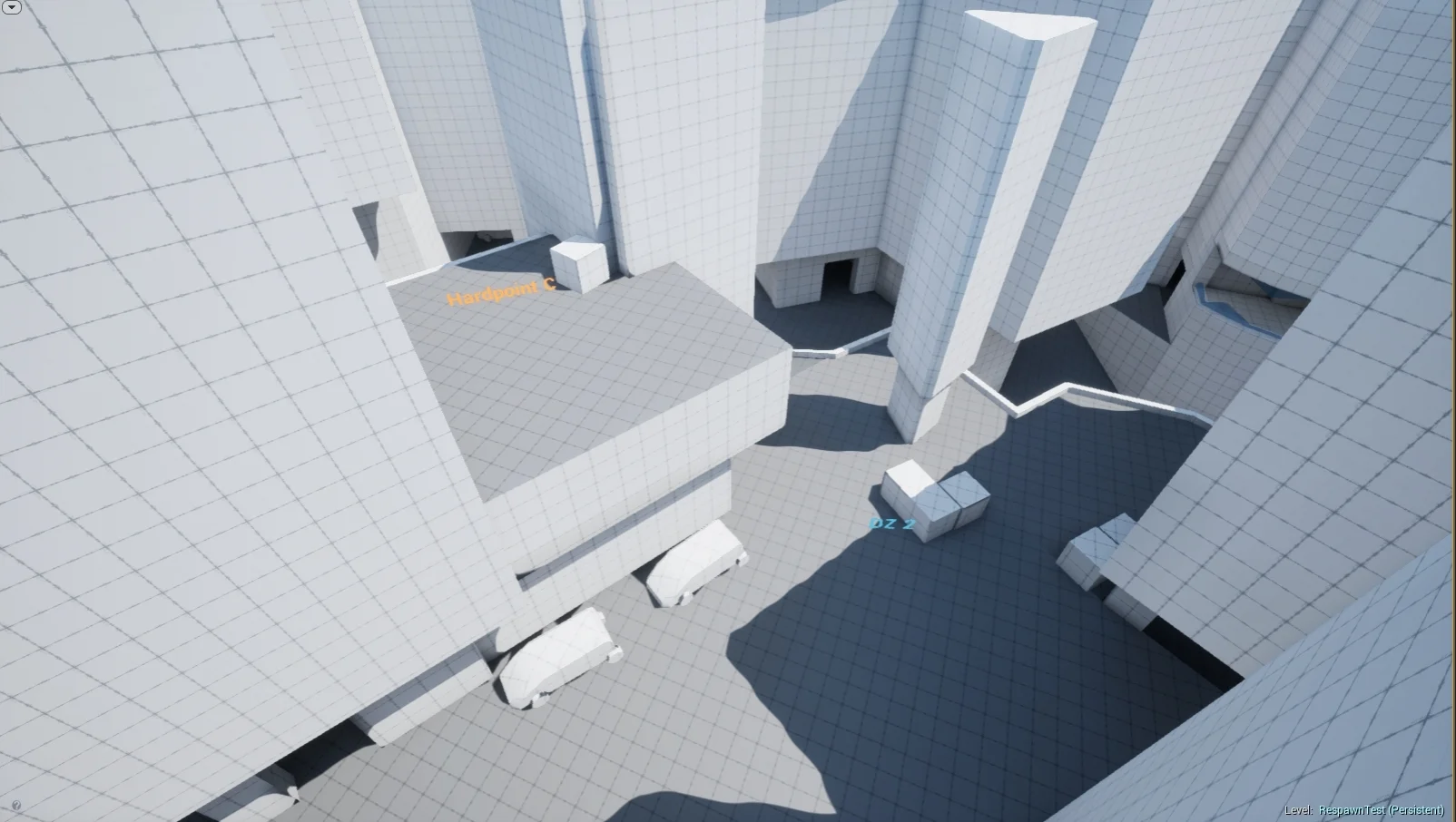 The only accessible rooftop is flanked by wallrun routes but is itself a chokepoint. The interior of the building below is the location of a hardpoint. The area around the building is very close quarters and home to a dropzone.
