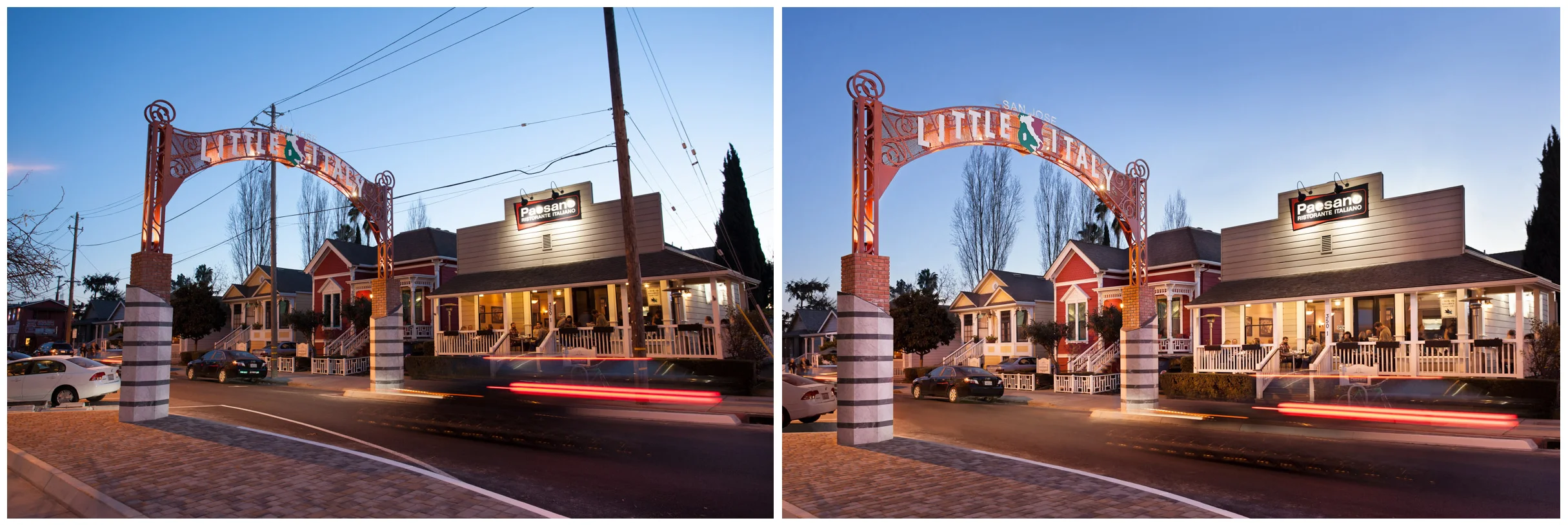 Image Retouching: Little Italy Arch at Twilight