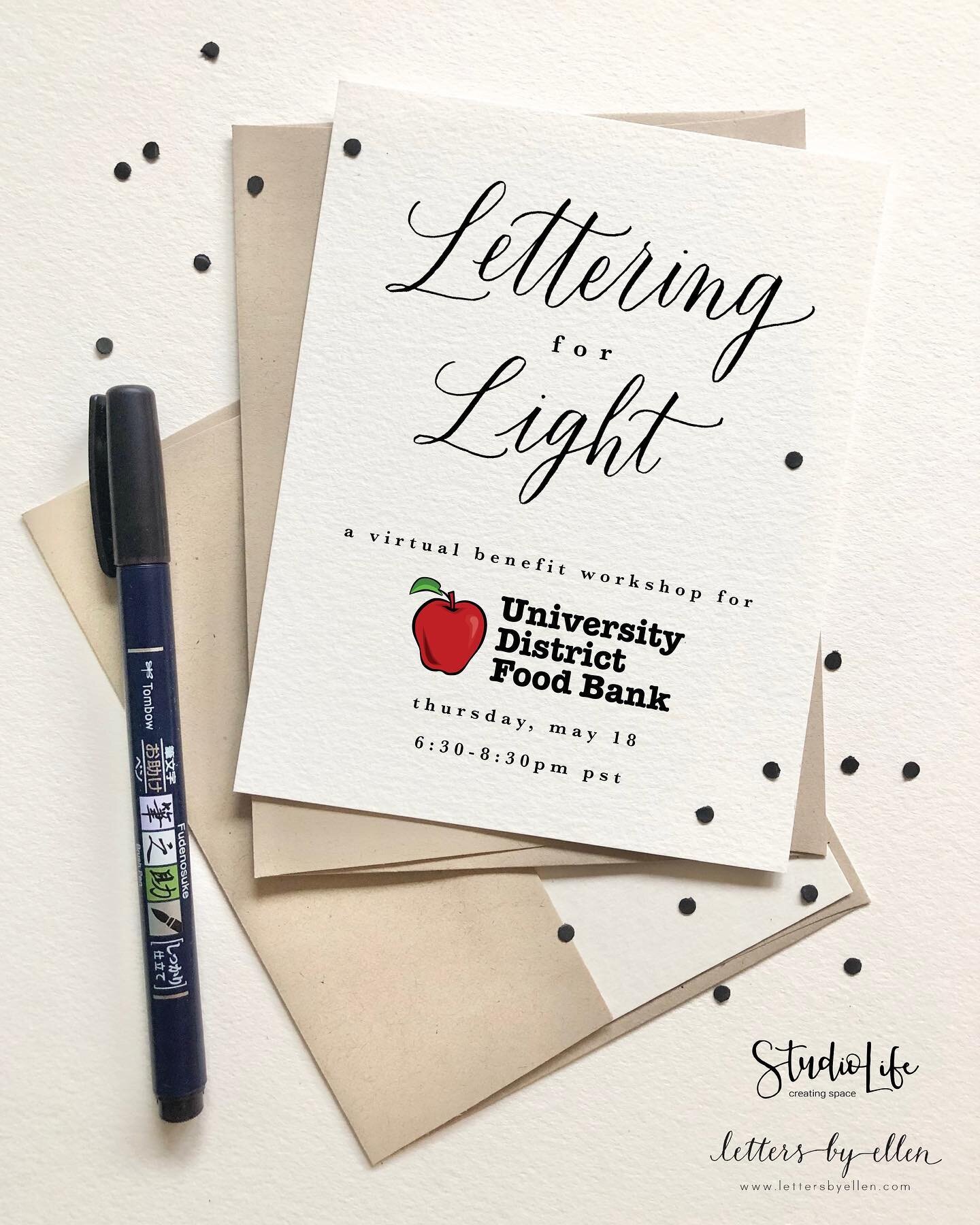 Starting this rainy day off with a little bit of sunshine! I couldn&rsquo;t be more excited to continue the Lettering for Light series in partnership with @studiolifeseattle. Join us on Thursday, May 18 from 6:30-8:30pm for a virtual benefit for the 