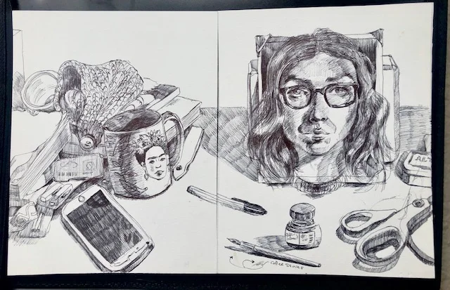 Self Portrait and Messy Desk