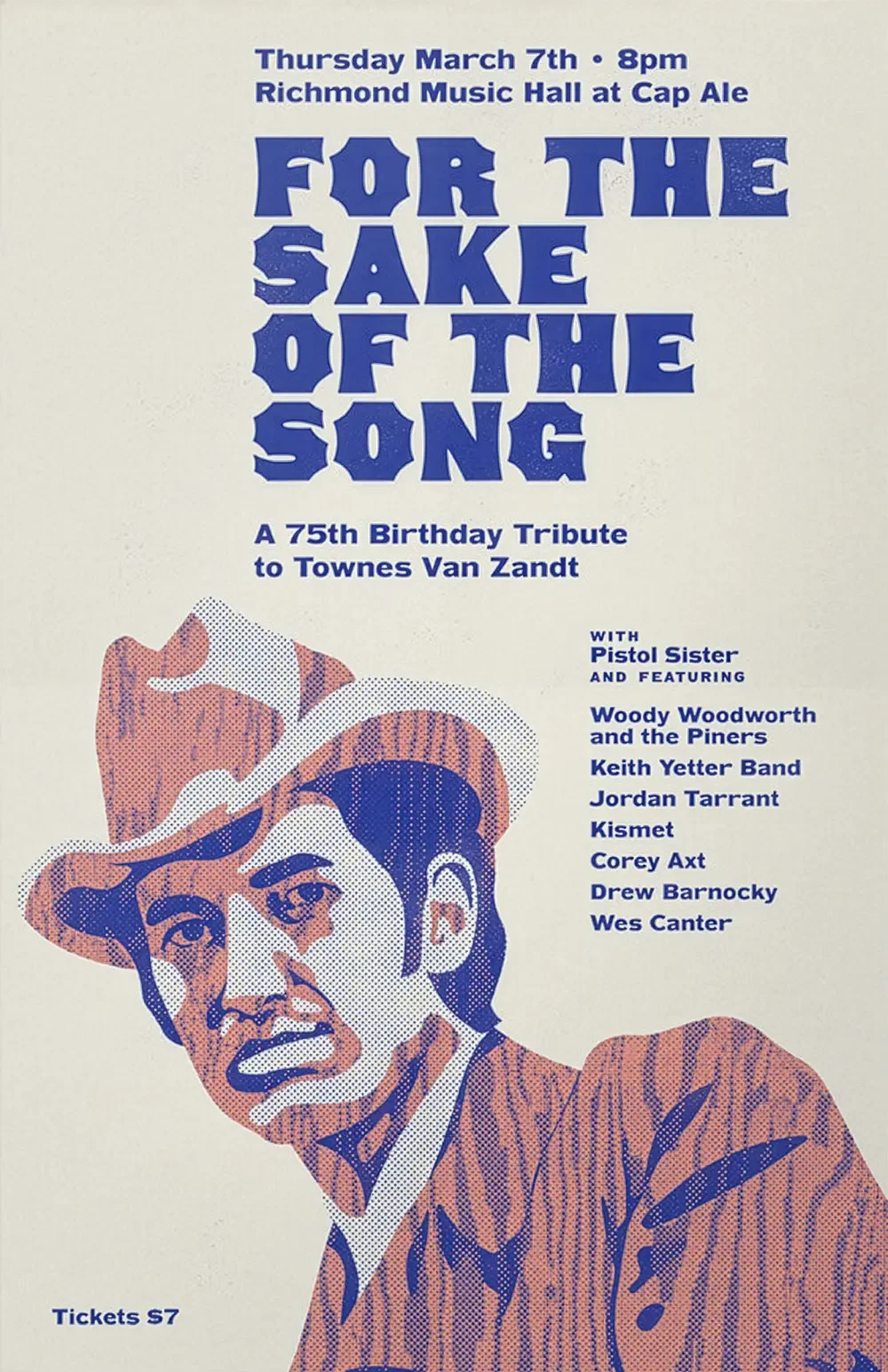 Tribute show poster honoring Townes Van Zandt.