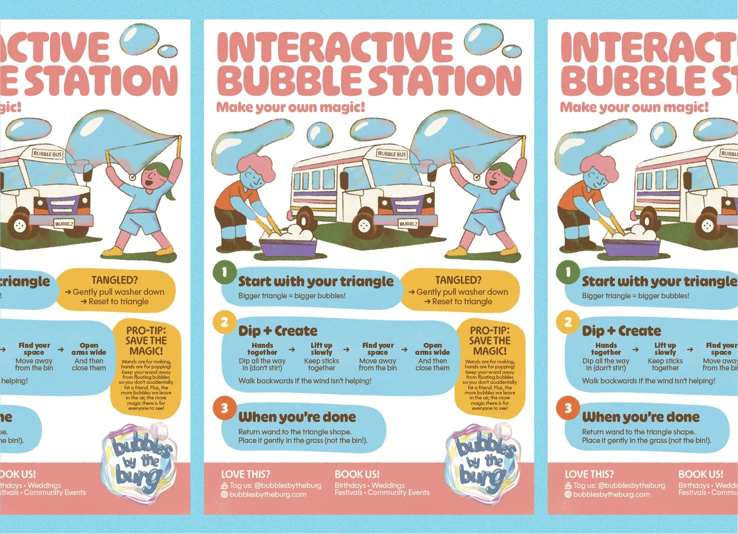 Instructional poster for Bubbles by the Burg