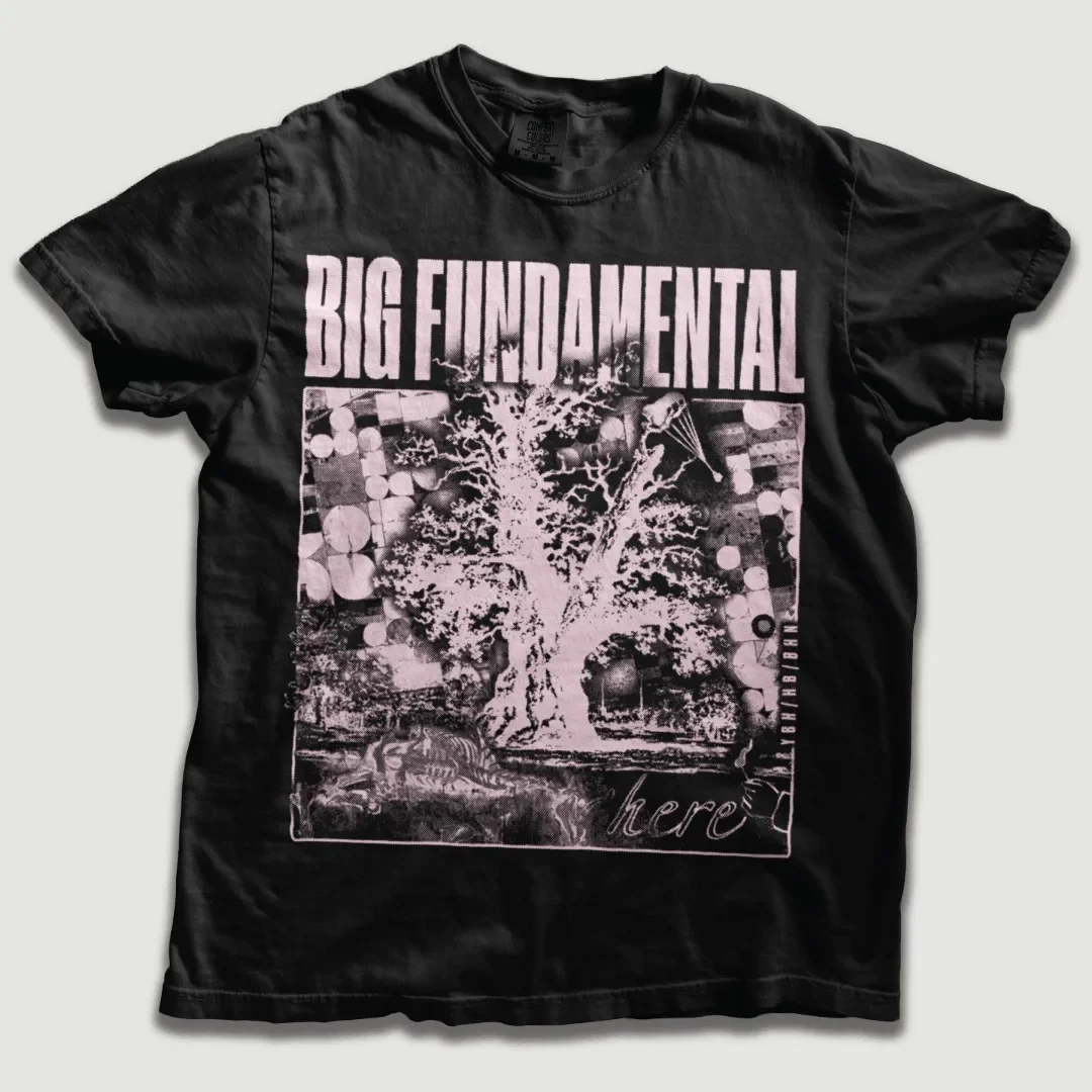 T-shirt with “Big Fundamental” graphic print.