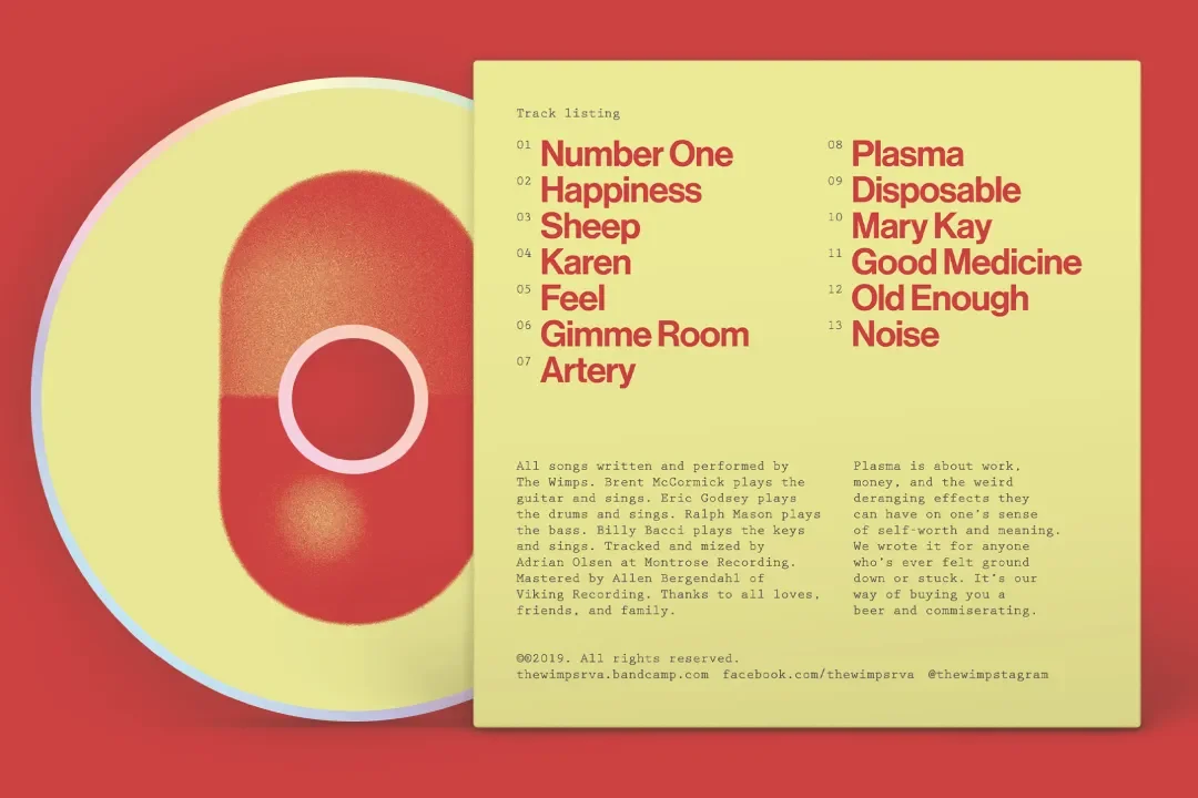 Back cover artwork for The Wimps — Plasma CD