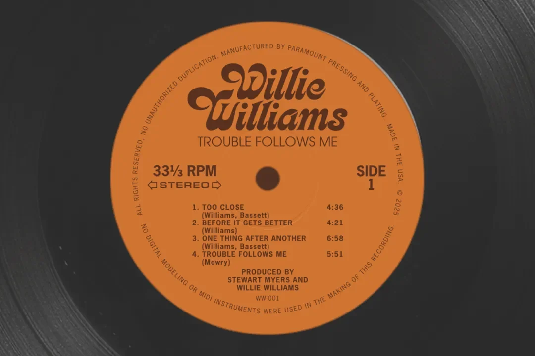 Vinyl record label design for Willie Williams