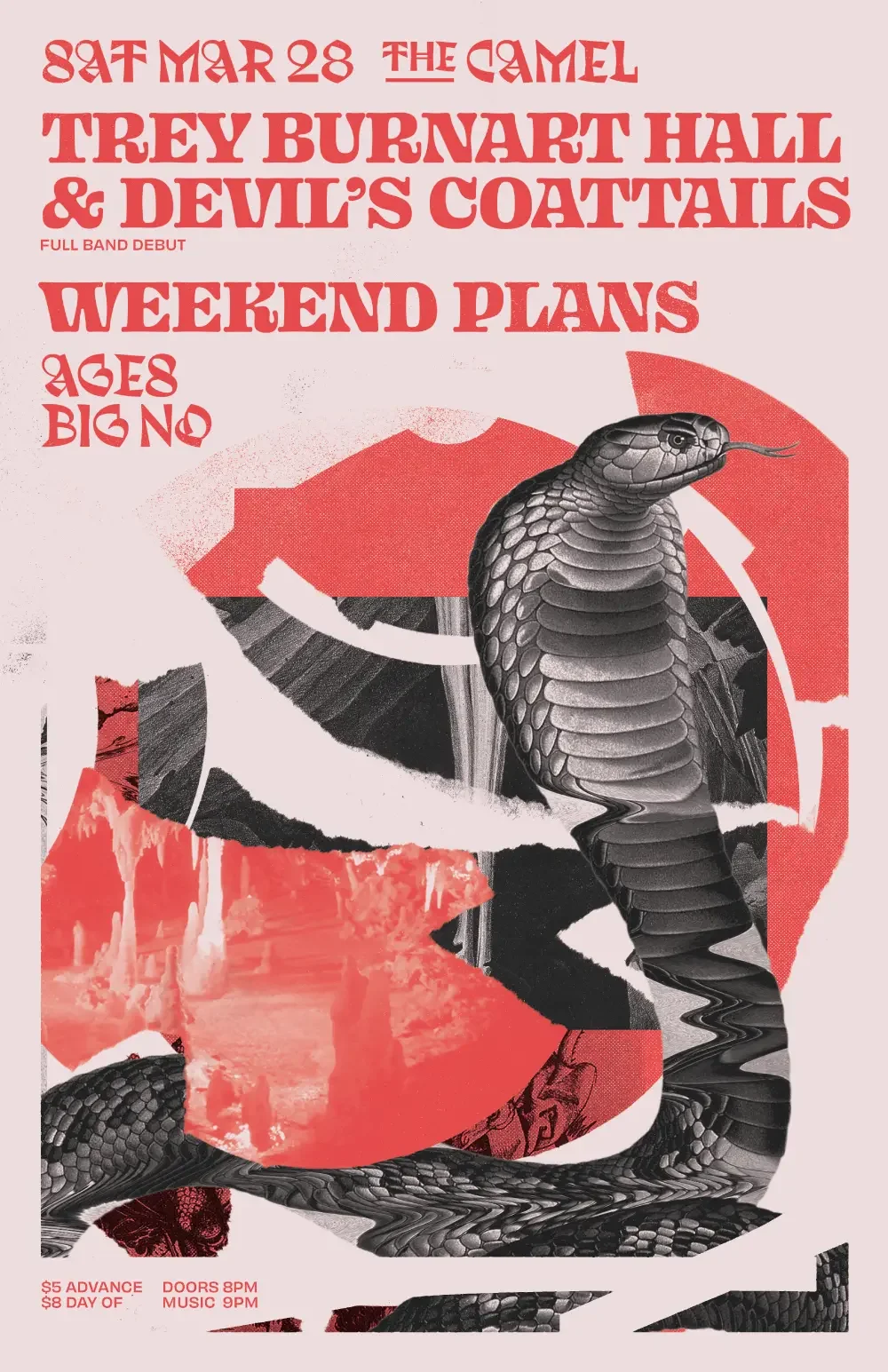 Concert poster designed for Trey Burnart Hall.