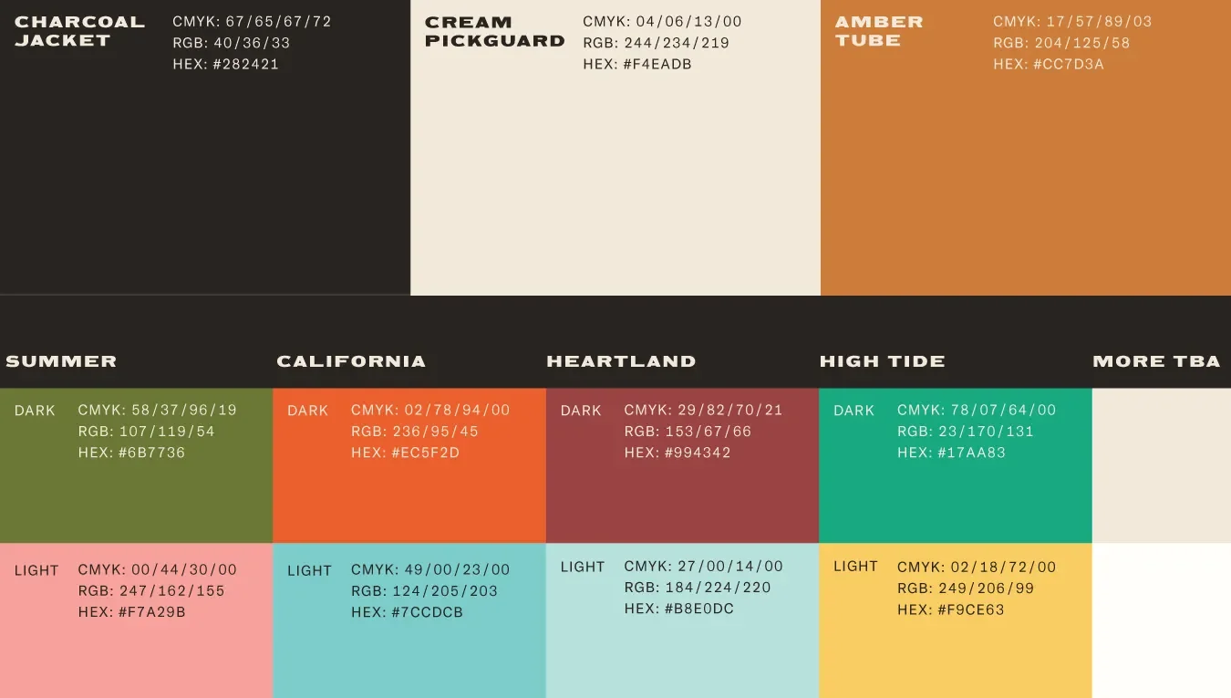 Music By Eras color palette with brand color values
