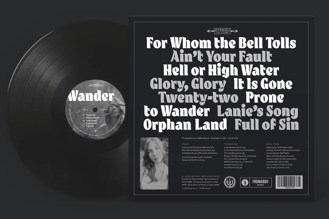 Back cover artwork for Krista Shows vinyl