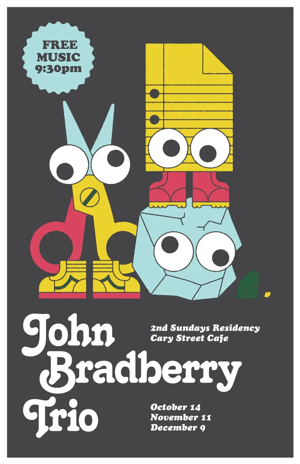Concert poster designed for the John Bradberry Trio.