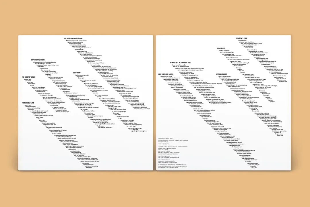 Vinyl insert artwork for Timothy Bailey