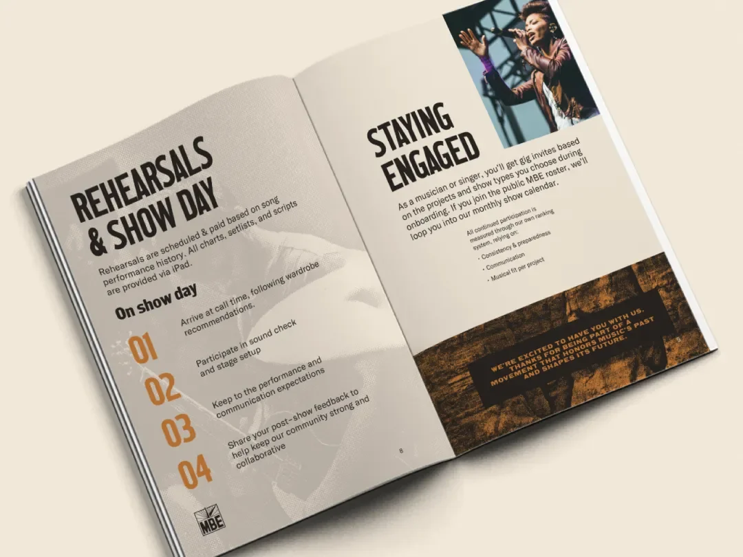 Music By Eras community handbook interior spread