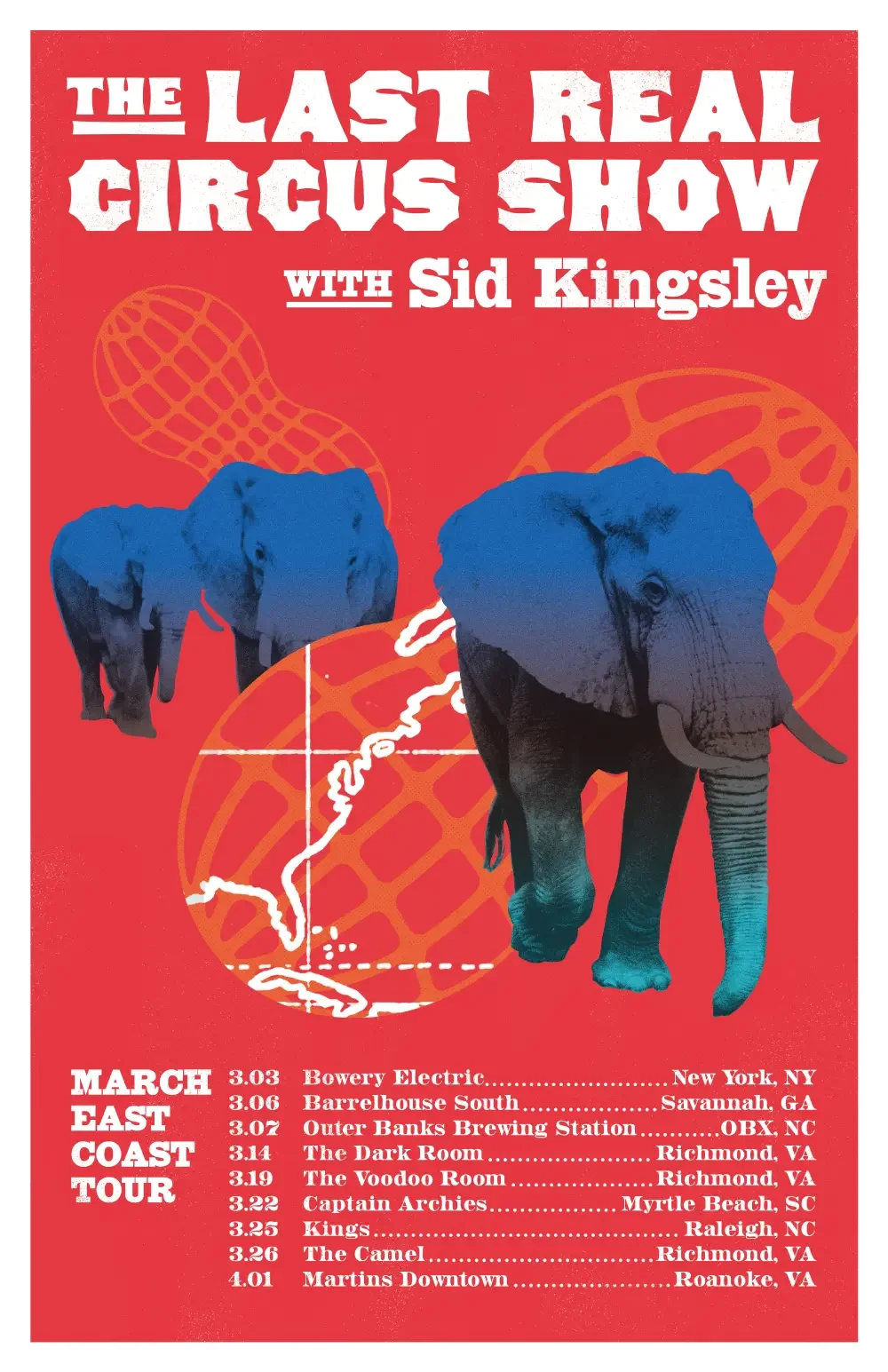 Tour poster designed for The Last Real Circus.