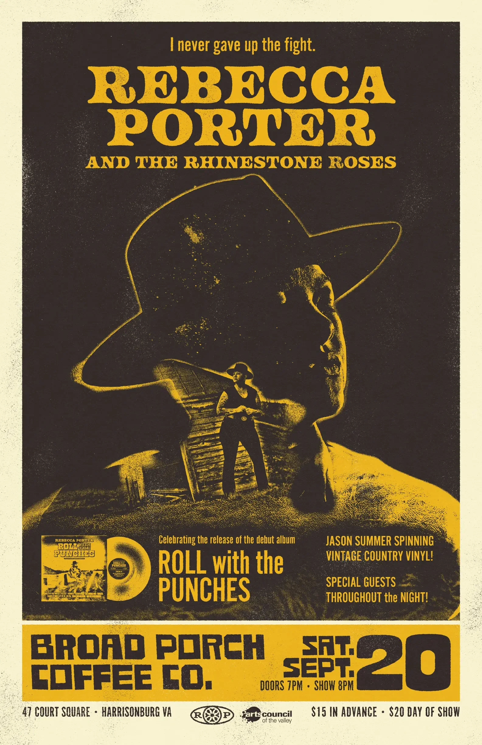 Album release show poster designed for Rebecca Porter.