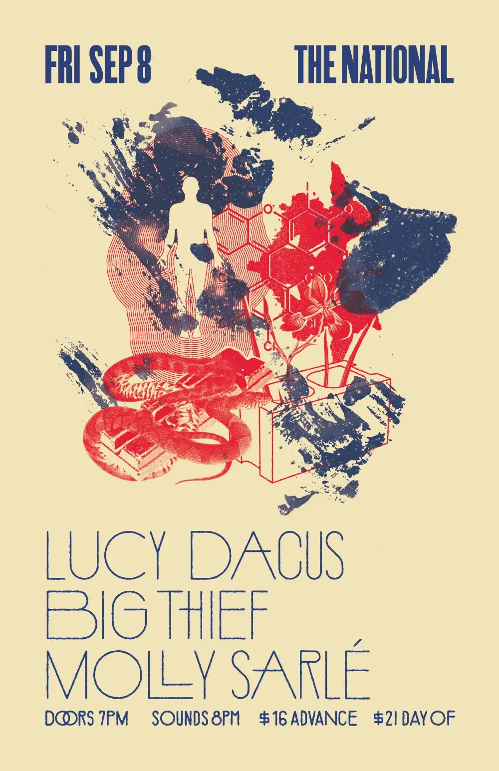 Show poster designed for Lucy Dacus at The National.