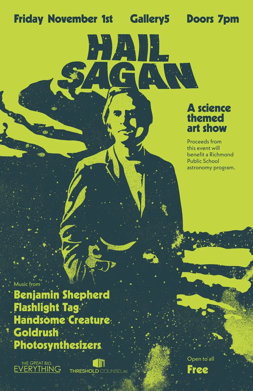 Art show poster designed for Hail Sagan.