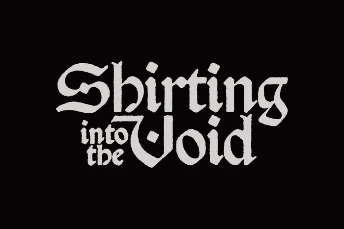 Logo design for the clothing company Shirting into the Void.