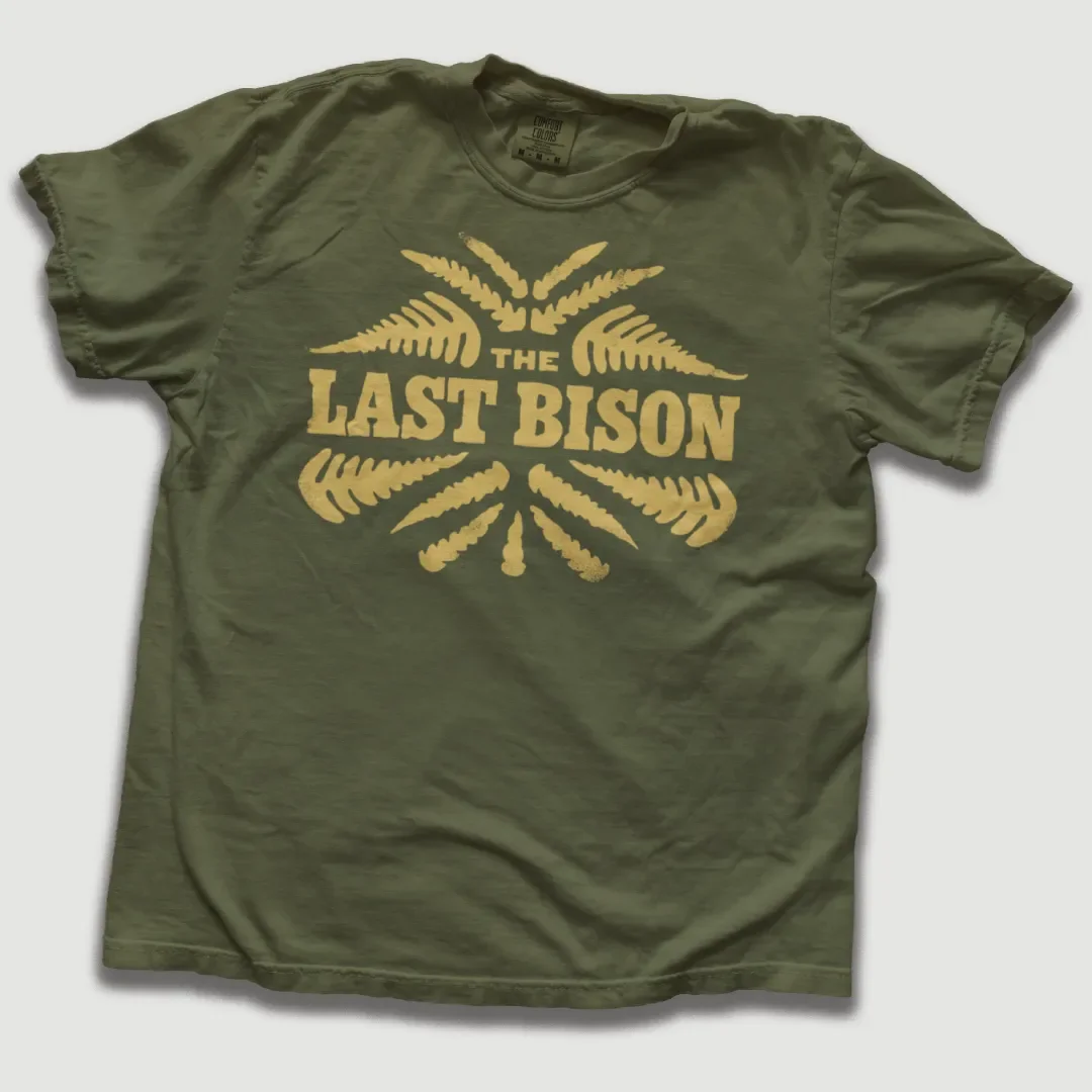 T-shirt with The Last Bison fern graphic.