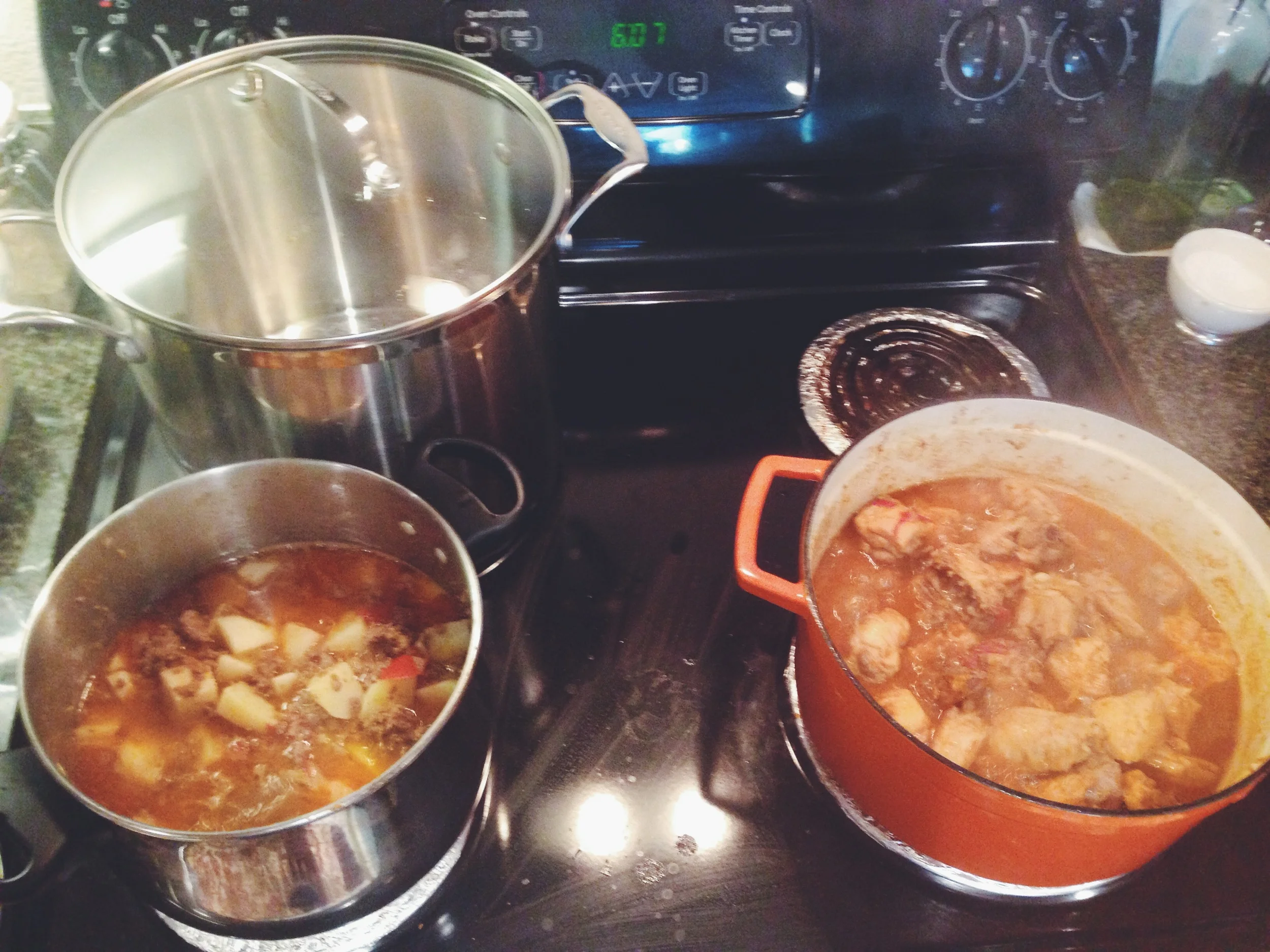 Mom's aloo keema & chicken tika. I'm drooling just thinking about it....actually this is probably what made go into labor. Spice baby!