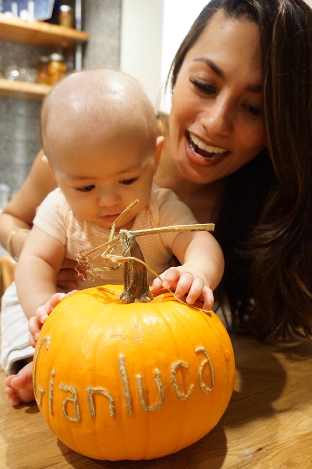 Thank you to one of our amazing viewers on the coast for taking the time to "scar" Luca's name into his first pumpkin! We love you <3