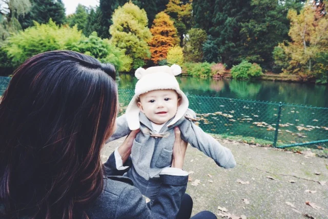 Checking out the ducks at Laurelhurst Park.