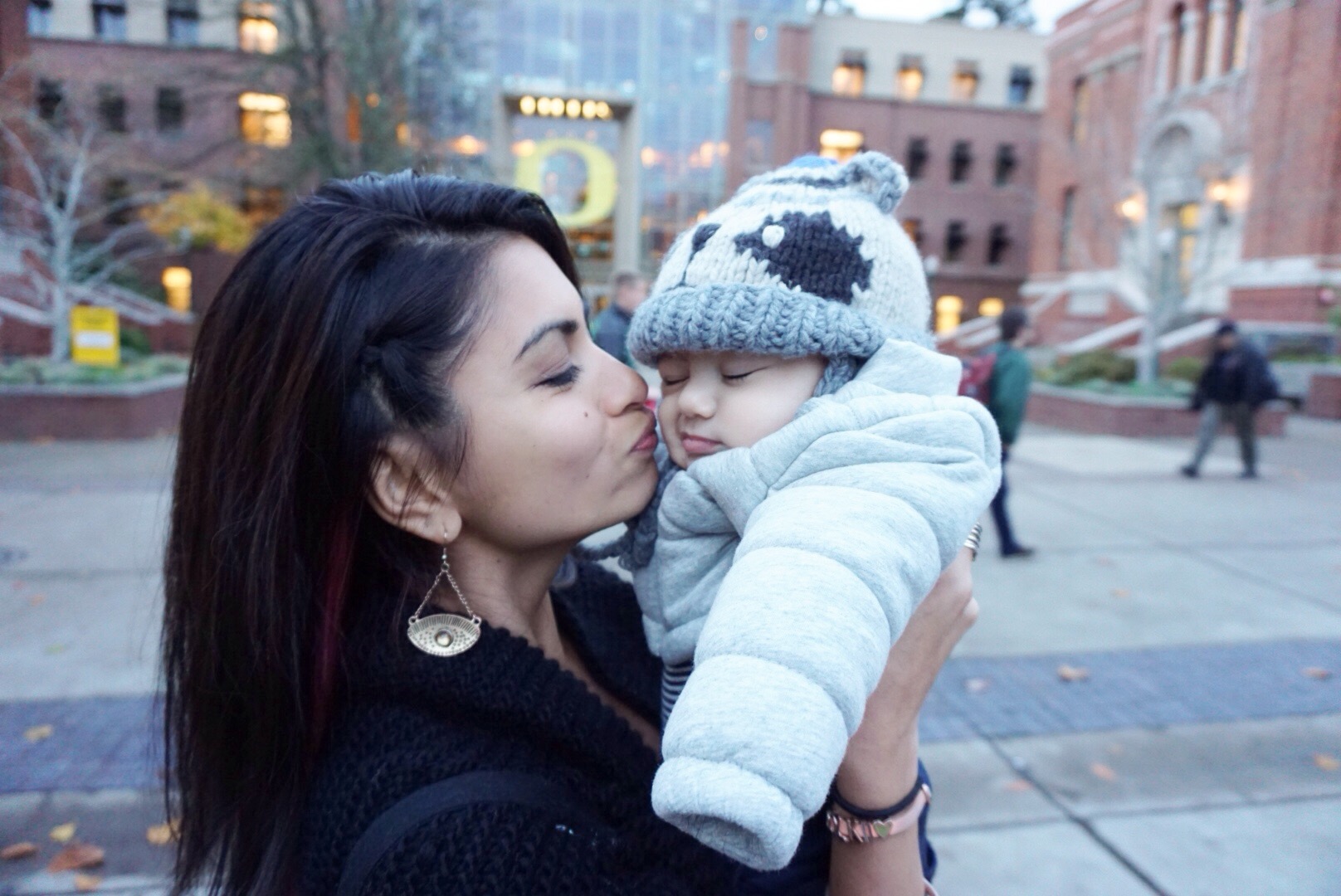 Kisses from auntie, beanies and layers to keep Luca warm.