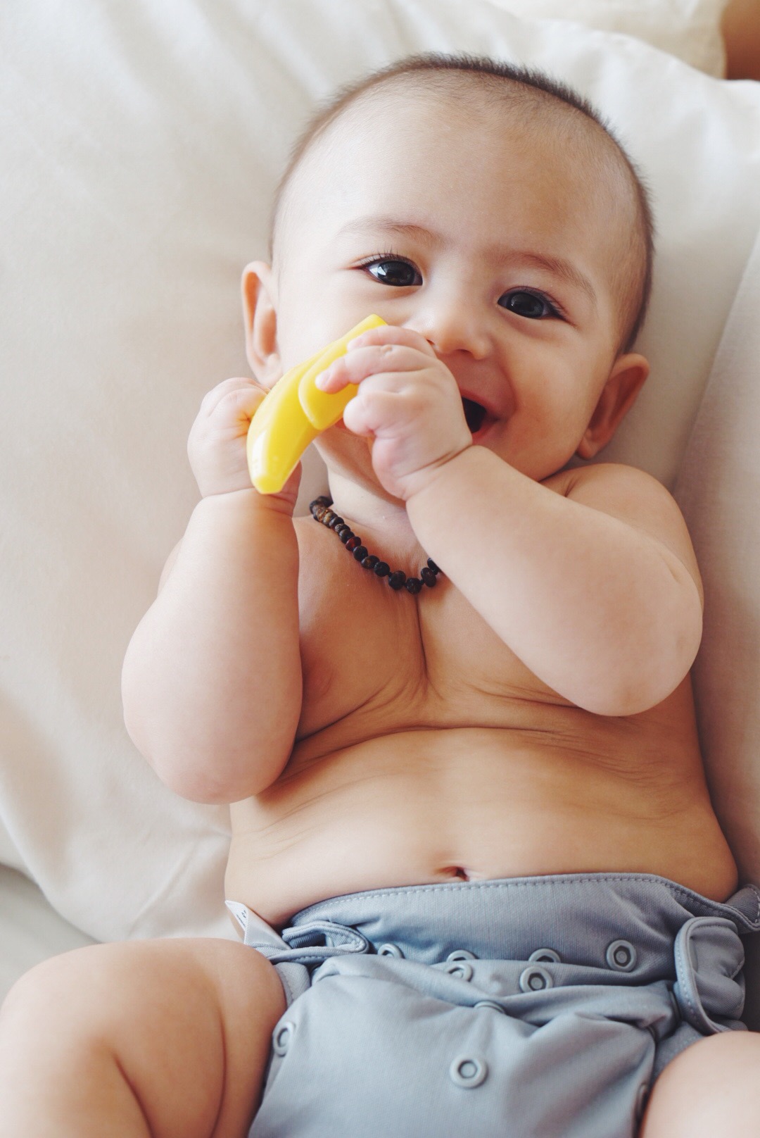 Luca's teething started when he was about 4 and a half months old. 