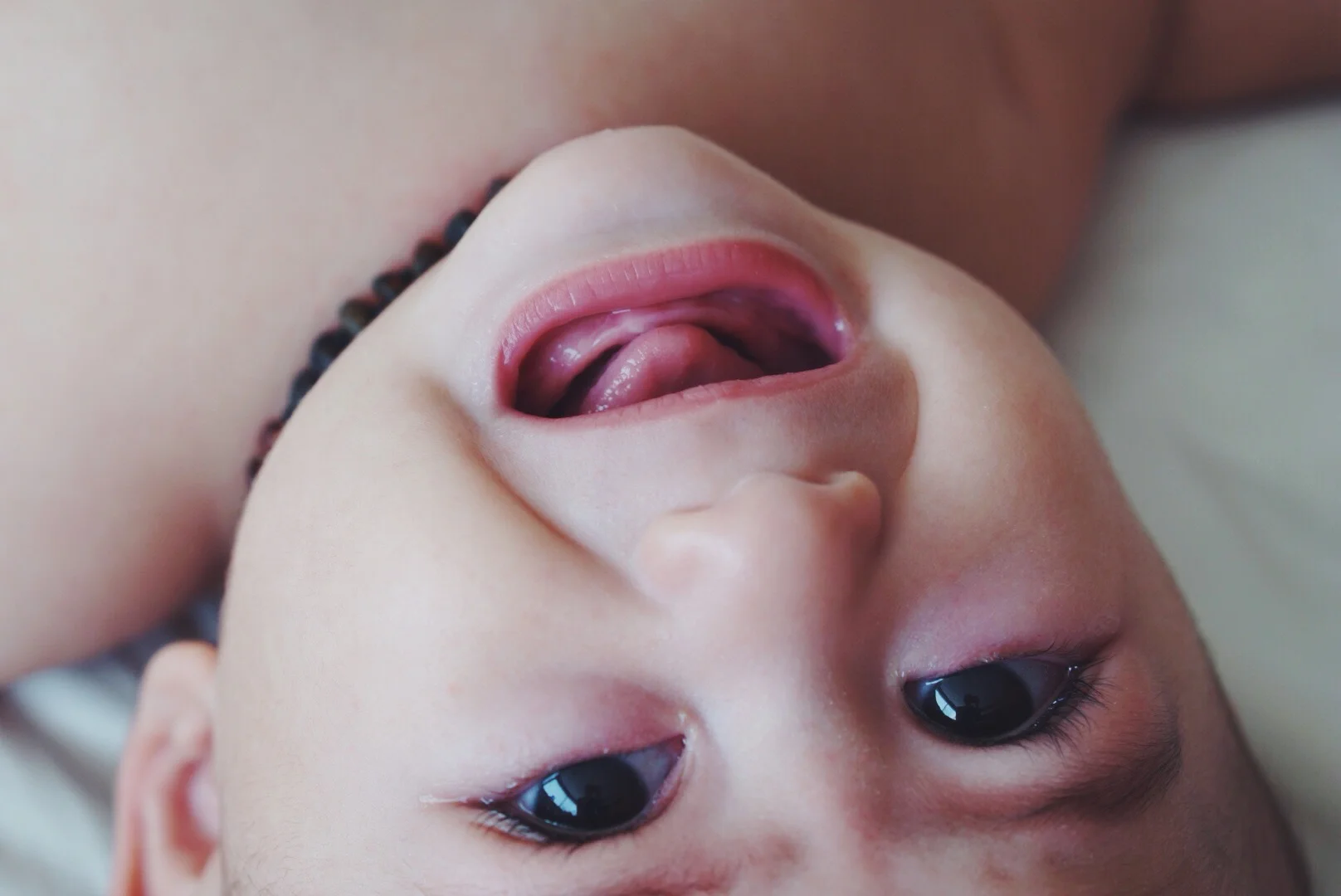 You can see his first tooth pushing through. 