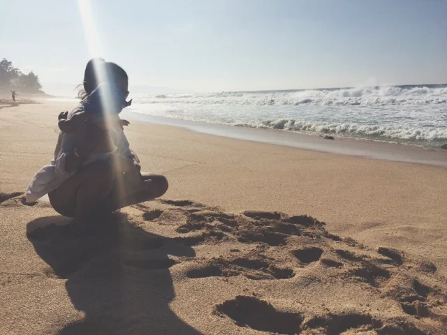 This was more of his style...not touching the sand or water lol!