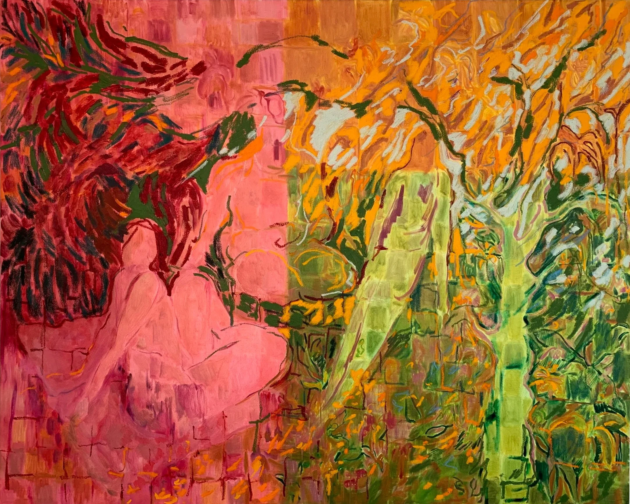 A land far, far away Oil and oil stick on canvas 120 x 150cm 2025