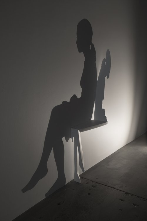 CHAIR    2014 H110, W50, D15 cm Carved wood, single light source, shadow Private collection