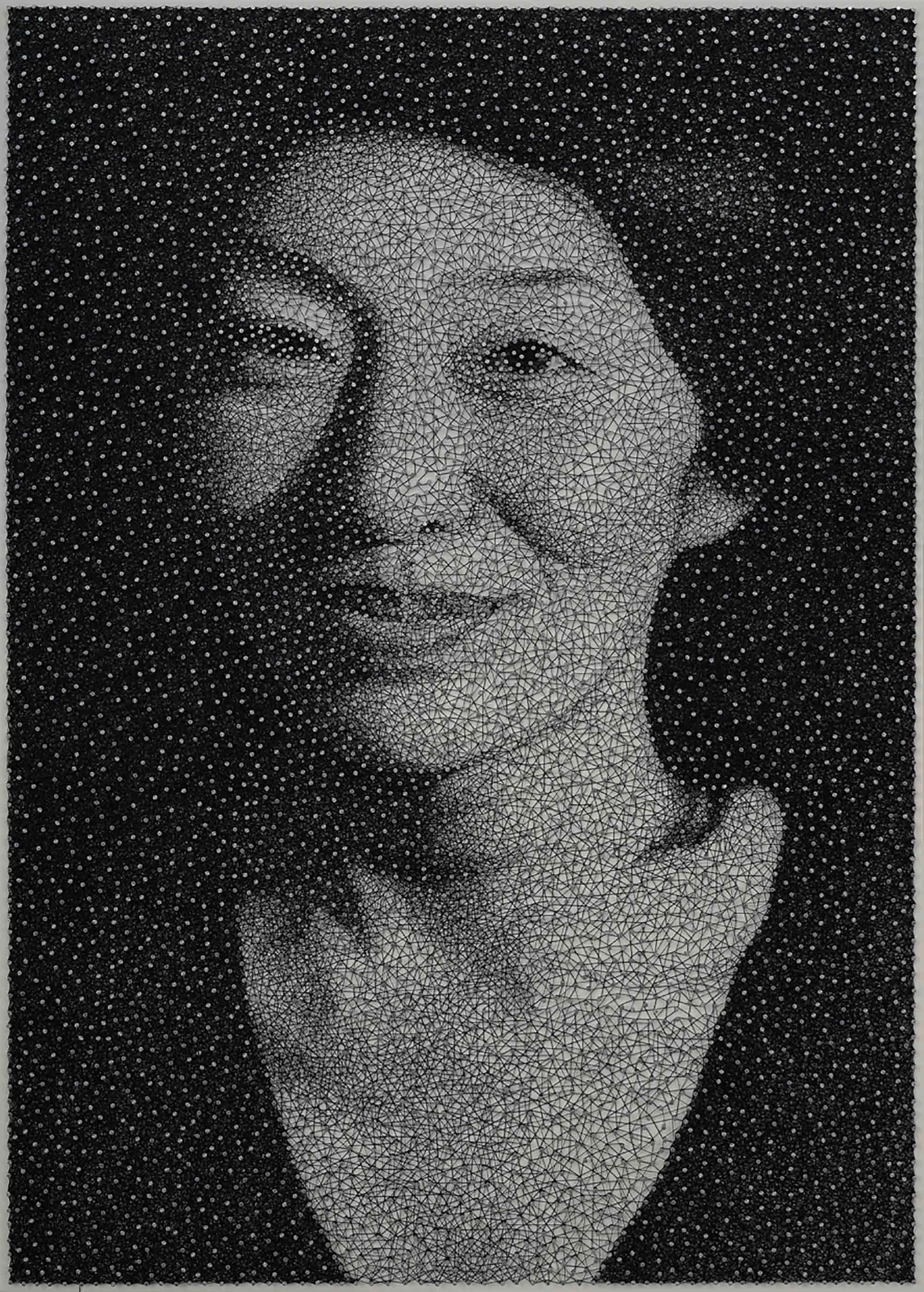CONSTELLATION - SACHI 2013 H46, W33, D3 cm Wood panel, brads, single sewing thread Private collection