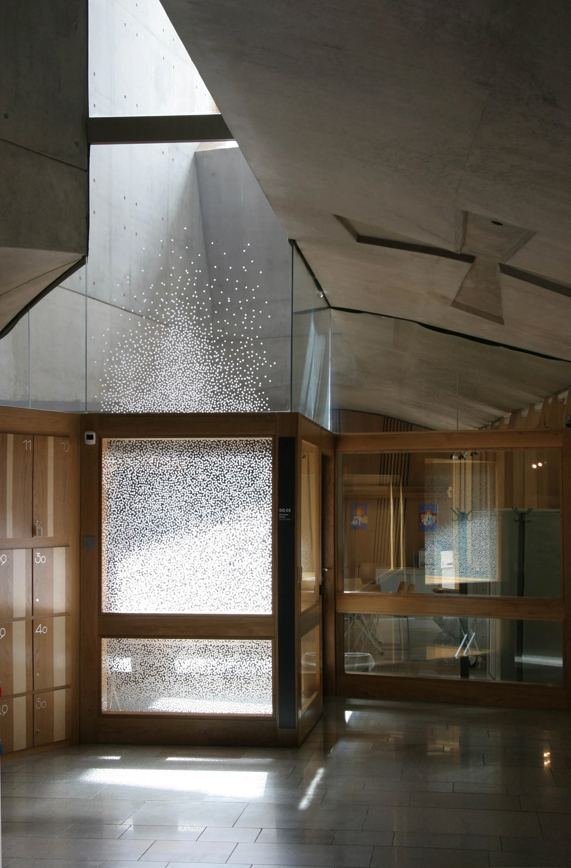 SAKURA 2007 H450, W150 cm Pigmented paper on glass Temporary installation at Scottish Parliament, Edinburgh UK