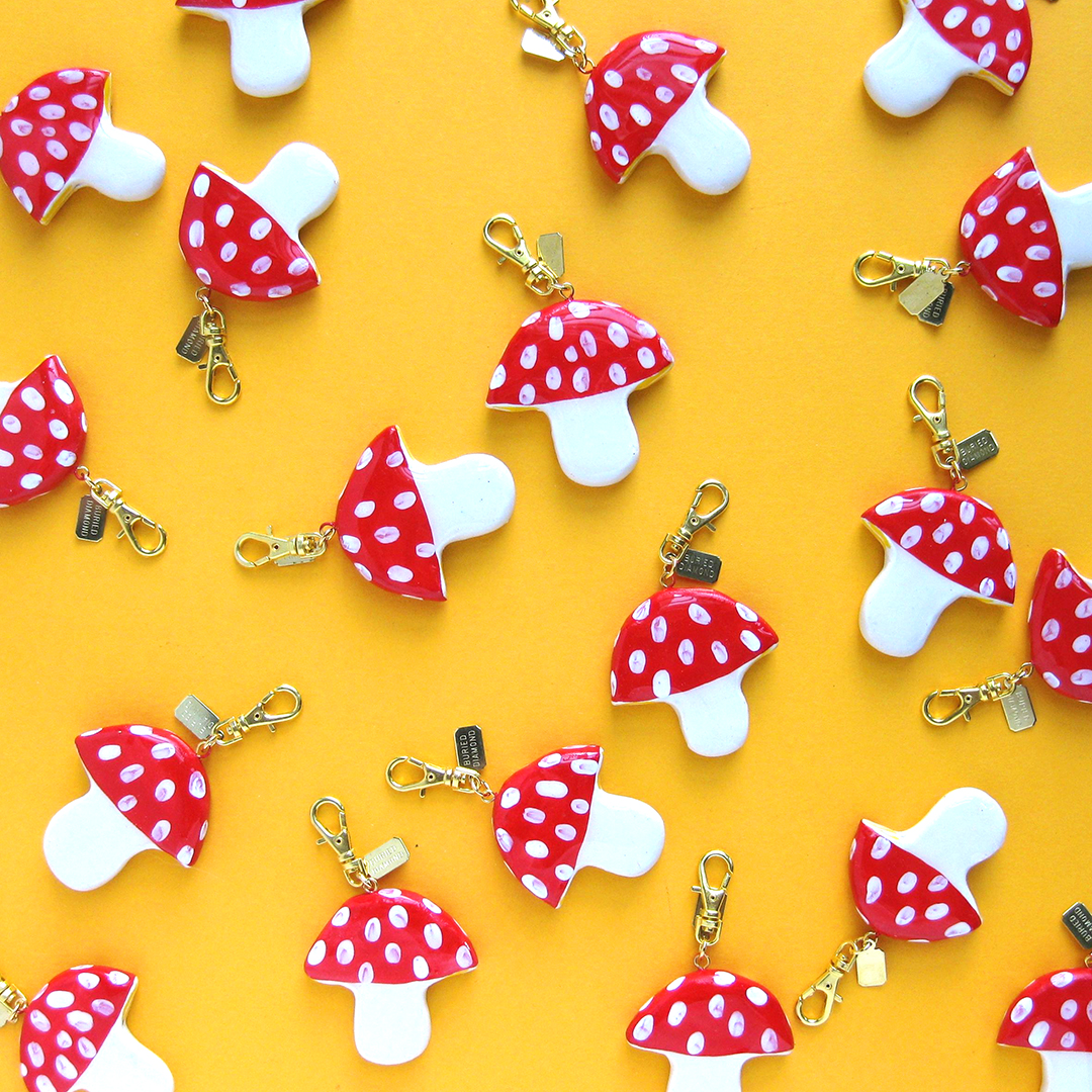 The biggest batch of magic mushroom charms I've ever made!