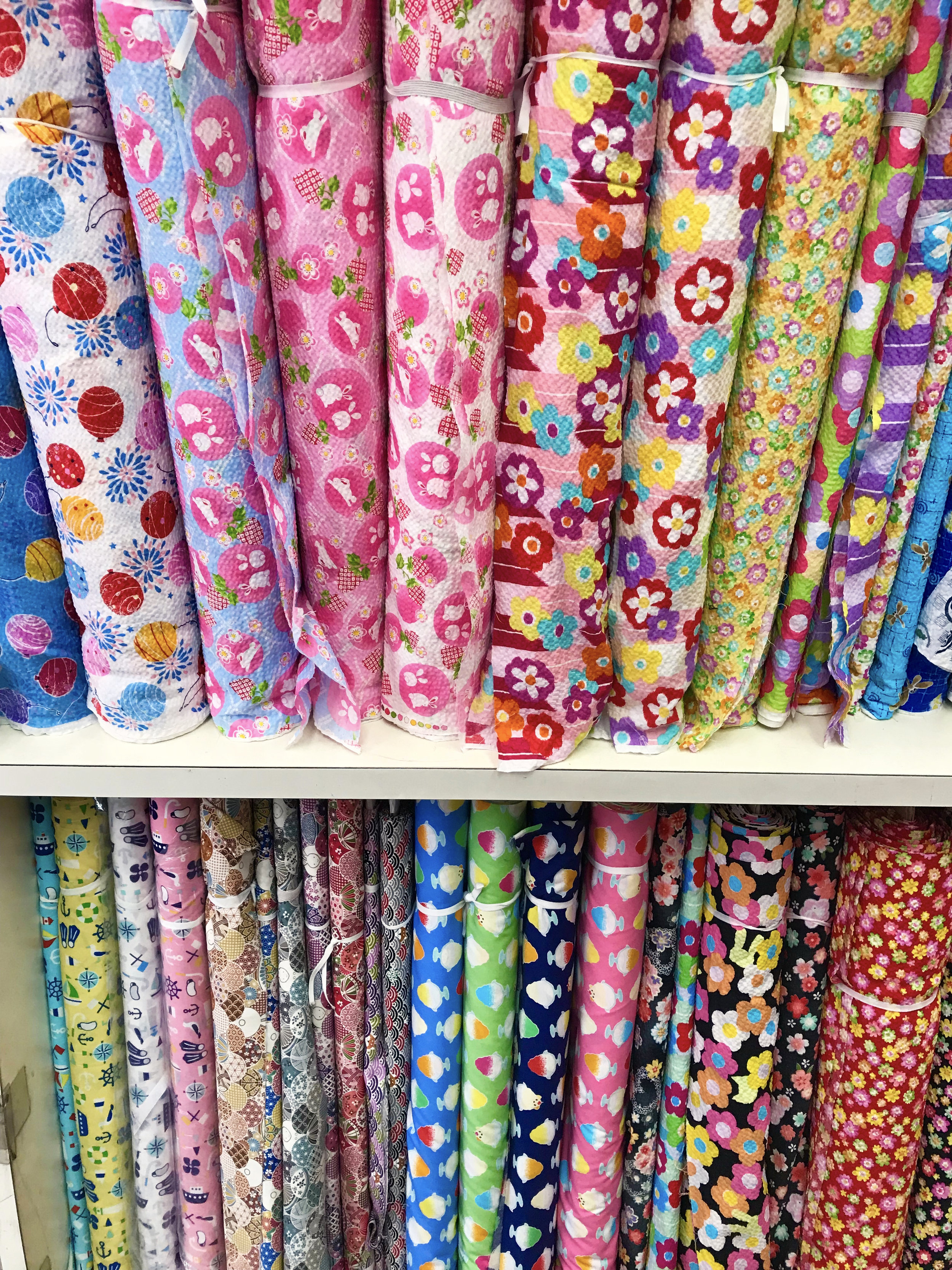  Cotton yukata fabrics in Nippori Textile Town. 