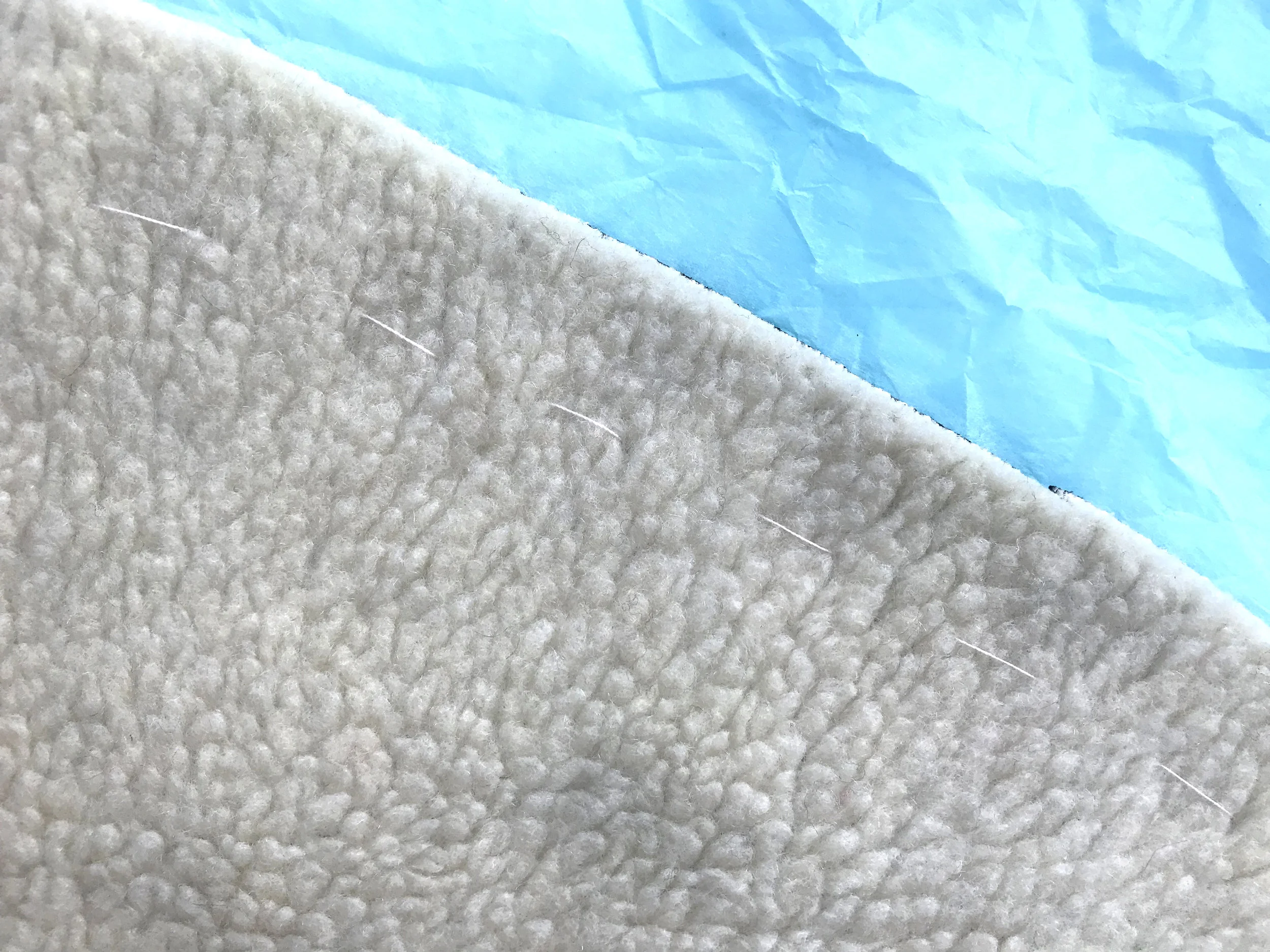 Basted seam line has been transferred to the front of my fabric. Now I just need to bead & sequin within that line.