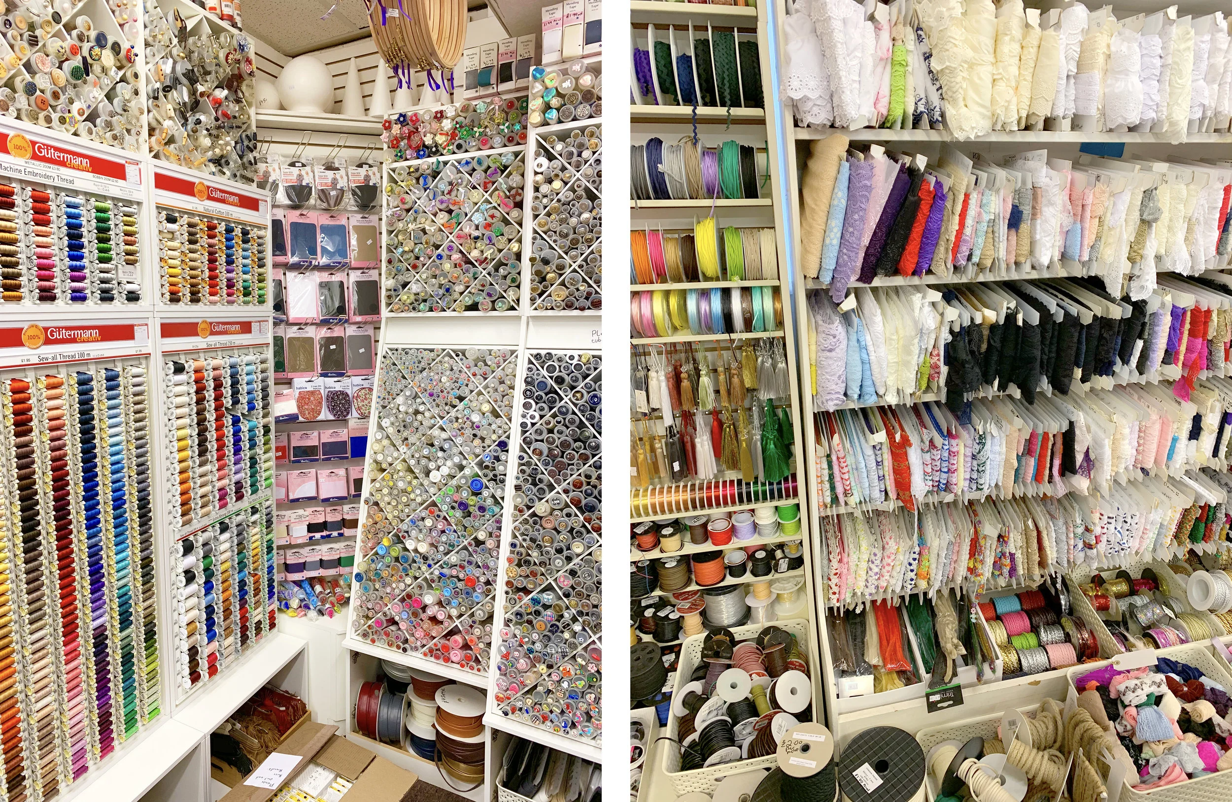 What kind of notions do you need? Embroidery floss? Iron on patches? Don’t be shy, look around or ask for help, they have things tucked away everywhere.