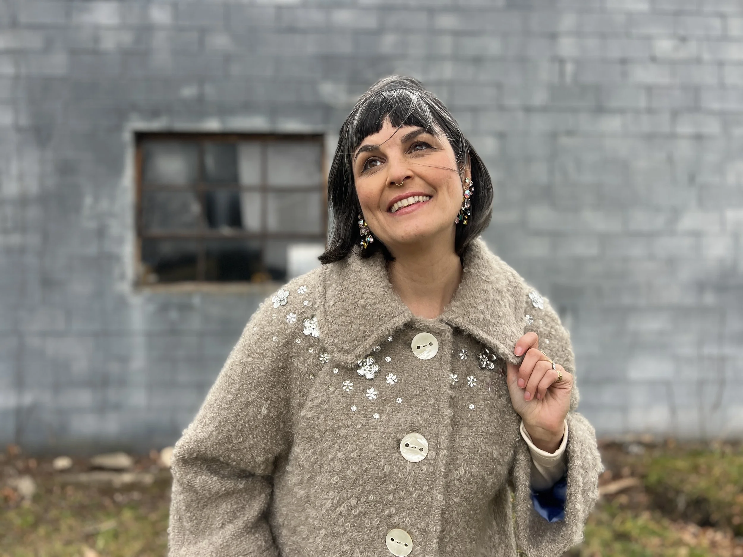 SEQUINS ON MY SHOULDERS - VINTAGE VOGUE 8450 SWING COAT IN ALPACA BOUCLE &amp; SEQUINS