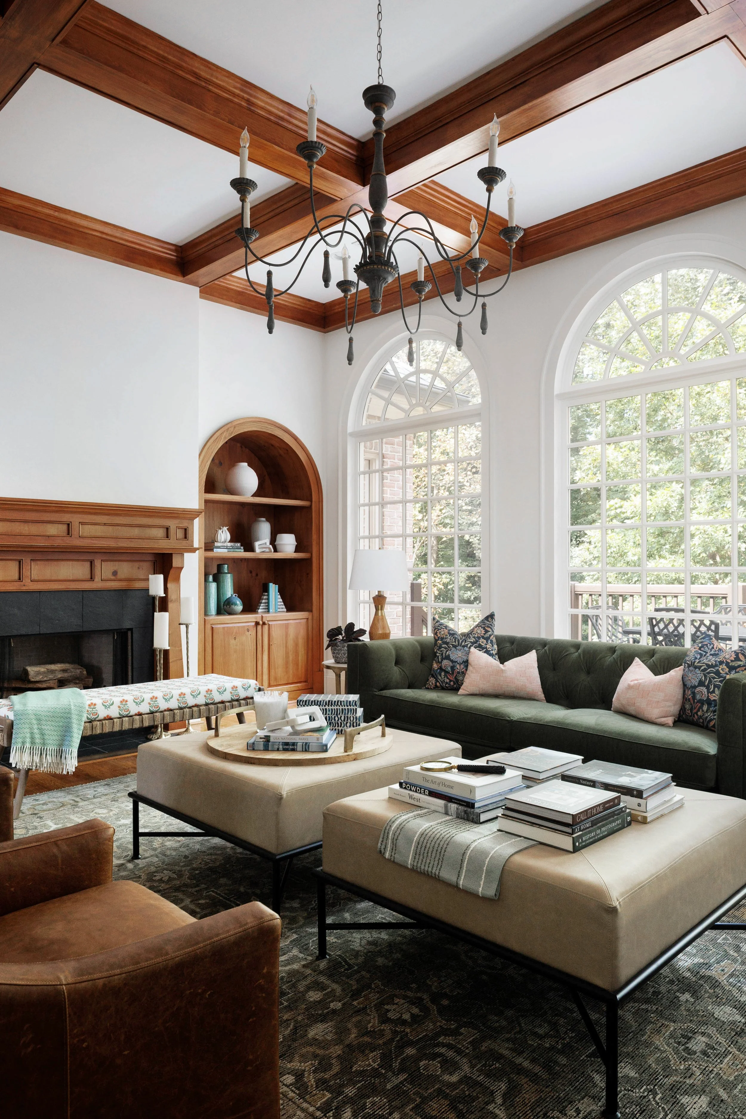 Living Room, Interior Design, Crawford Ceiling, Marietta, Georgia, Interior, Interior Photographer, Brand Photographer, Green Sofa, Editorial, ,