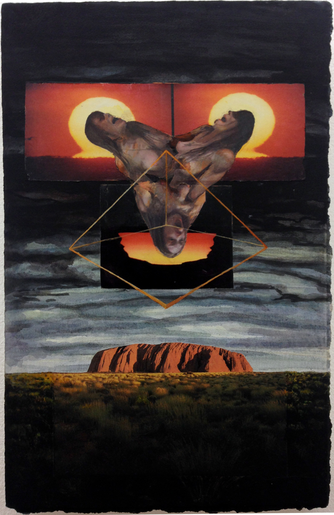 Carrie 2013 collage and acrylic on panel 16 x 10 inches
