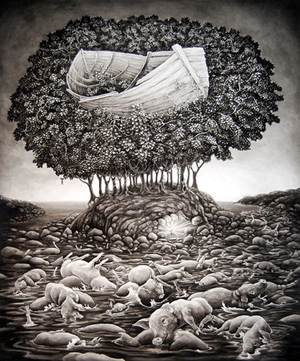 Where Men are Turned to Swine 2008 acrylic on paper 2 x 34 inches