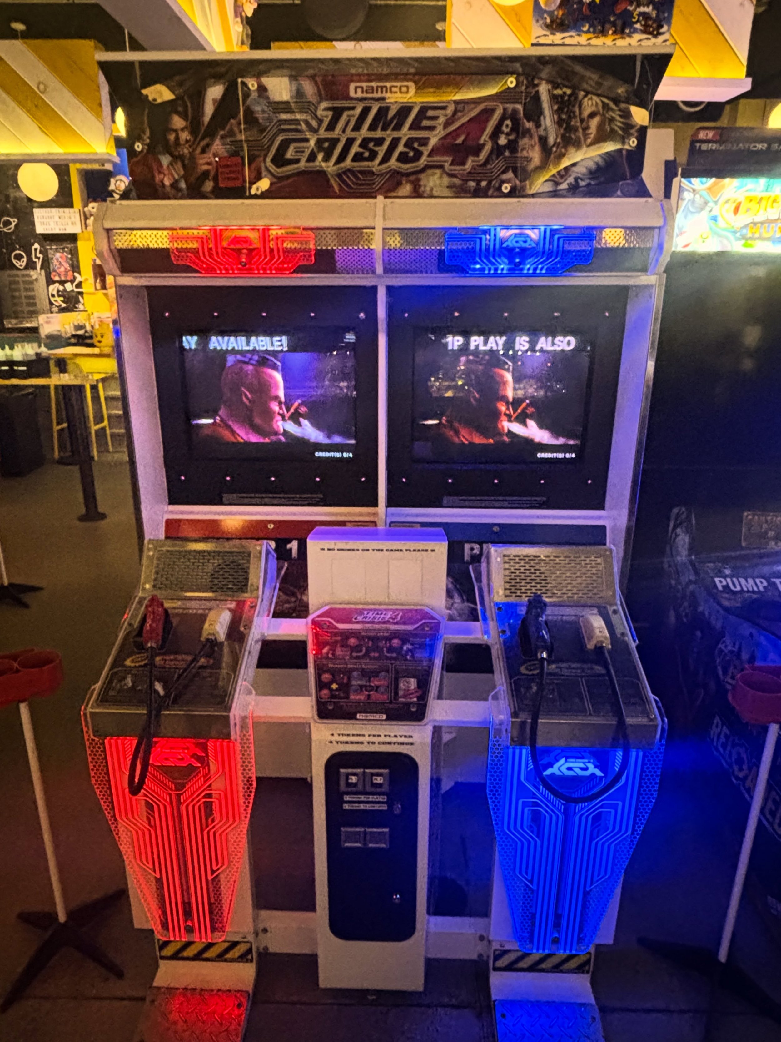 AC is cranking, frozen drinks are flowing, AND we got a new toy! See you at 5 👋 #timecrisis