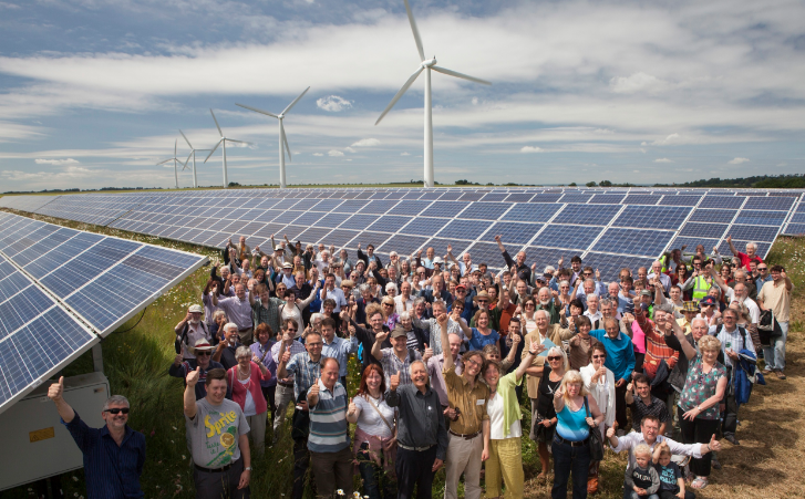 Source: The Westmill Energy Coop : together the local community raised £20-million ($34-million) for 5 wind turbines and a ground mounted solar array. Investors receive an 8 percent return on their investment.