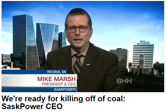 SaskPower doesn't seem too bothered. Business News Network interview with SaskPower CEO, Mike Marsh. 24-Nov-2016