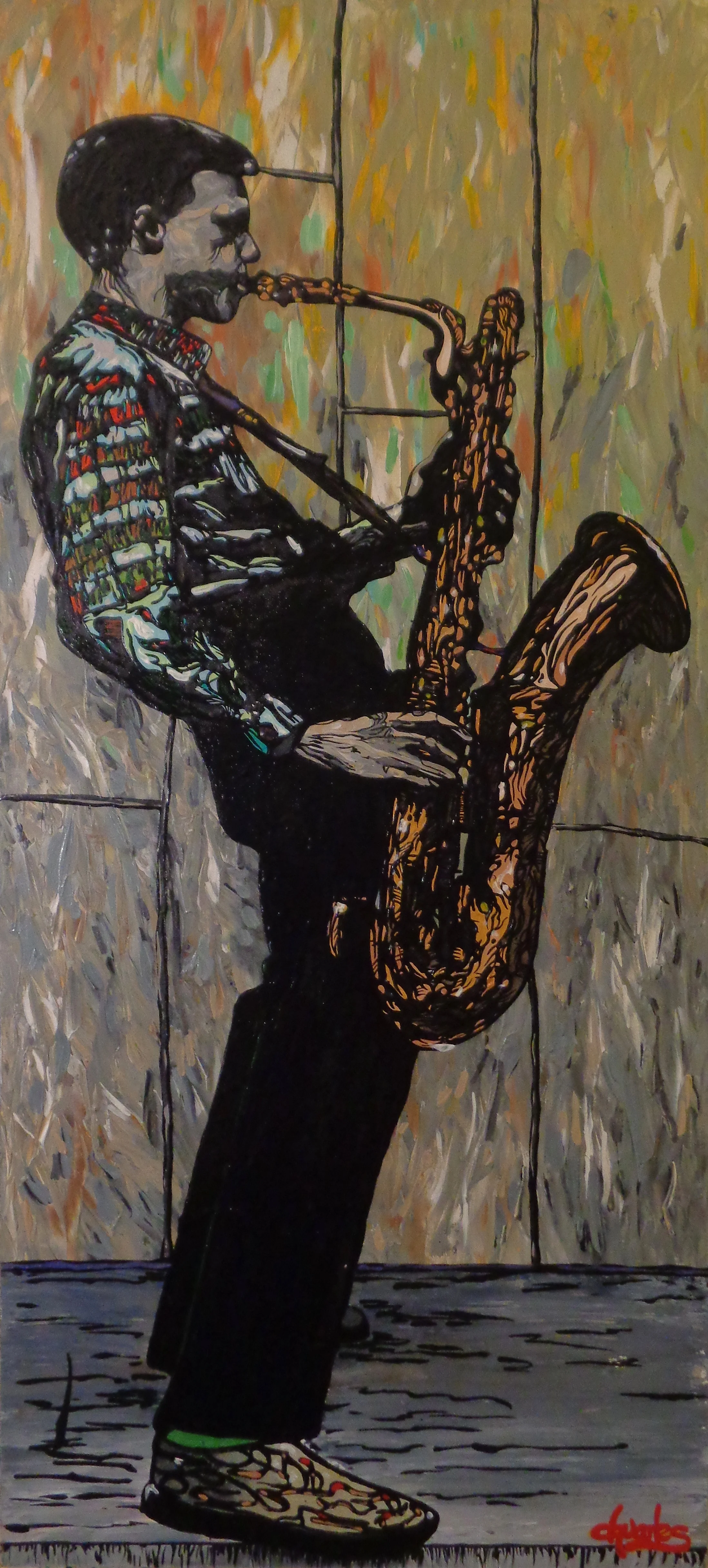 Gerry Mulligan 2015 acrylic on canvas 22" x 48"