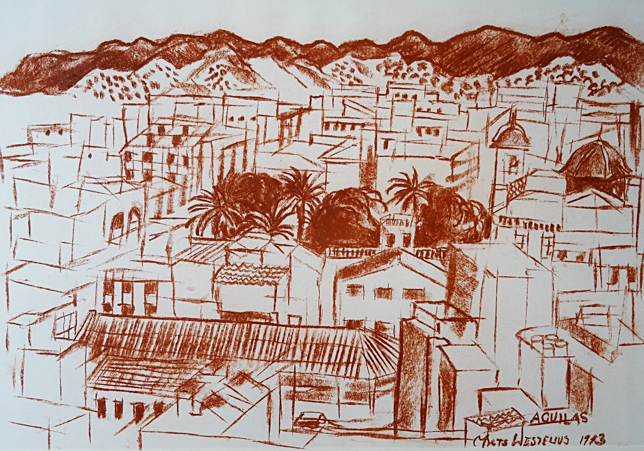 Aguilas red clay on paper 1992-1993