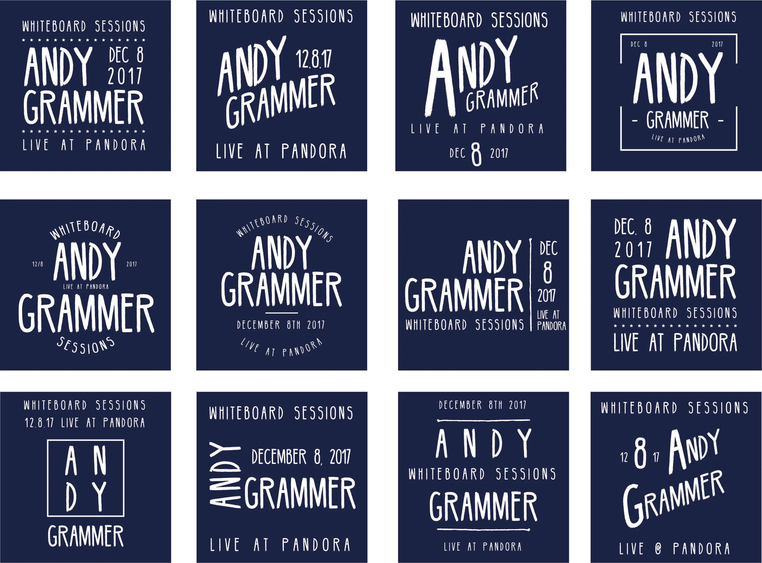 This was a typography exercise: before I landed on the right lock-up, I explored various hierarchies of information and how to present it.