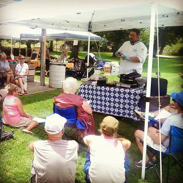 Cooking demonstration with Chef Zack Lorber at #huntingdonfarmersmarket! From now until 5pm!