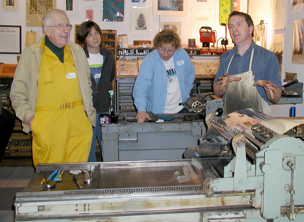 Hal Sterne attending Vandercook Maintenance Workshop
